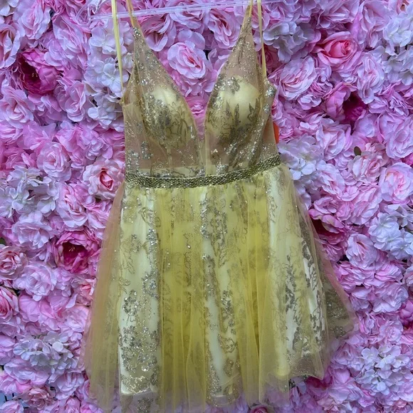 Stella Couture size 2 yellow dress short poofy dress